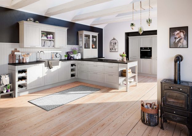 Weiße Landhausküche von Häcker erhältlich bei Das Küchenstudio